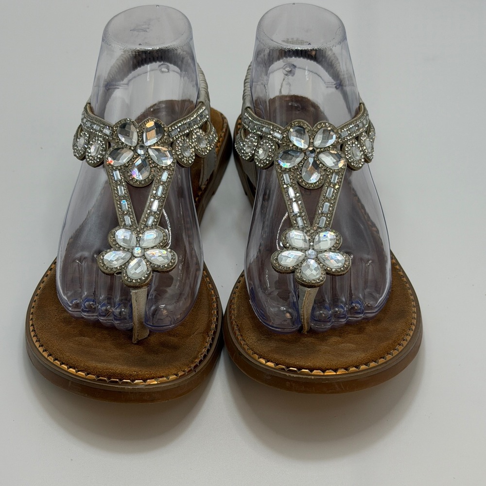 Patrizia by Spring Step Mezza‎ Silver Crystal Embellished Slingback Sandals 40/9